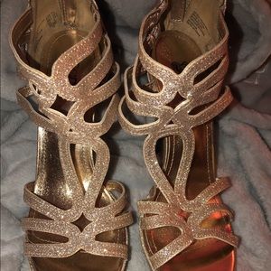 Gold heels.